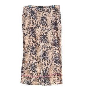 J Crew High Rise Peyton Leopard Print Womens Size 14 Linen Blend Crop Pink Trim